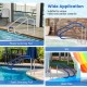 Stainless steel swimming pool handrail with grip cover, designed for safety and stability in various pool settings.